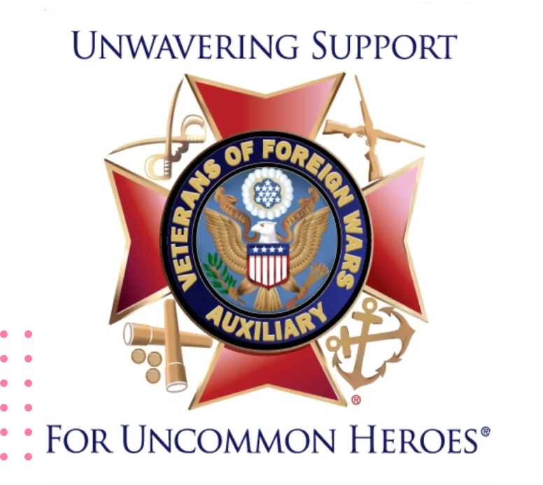 A seal that says veterans of foreign wars auxiliary for uncommon heroes.